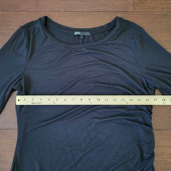 Gibson Black 3/4 Sleeve Ruched Side Jersey Knit Bodycon Dress Women's Size L - Picture 7 of 9
